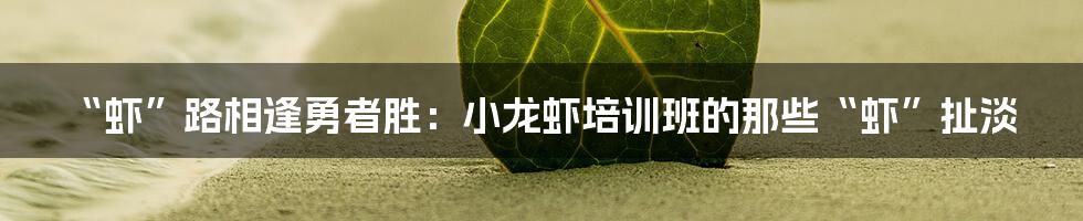 “虾”路相逢勇者胜：小龙虾培训班的那些“虾”扯淡