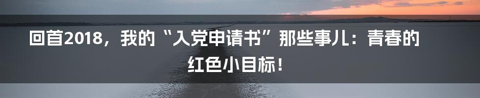 回首2018,我的“入党申请书”那些事儿:青春的红色小目标!