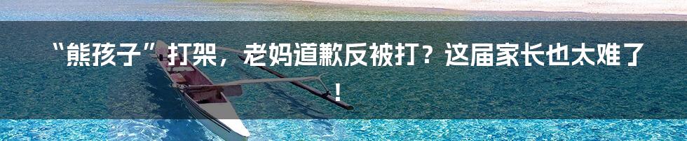 “熊孩子”打架,老妈道歉反被打?这届家长也太难了!