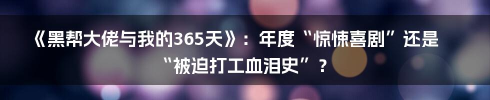《黑帮大佬与我的365天》：年度“惊悚喜剧”还是“被迫打工血泪史”？