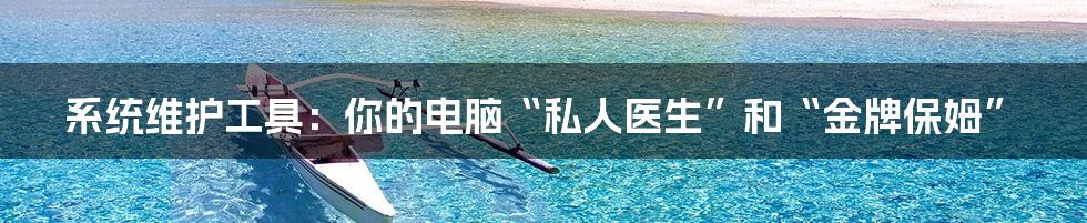 系统维护工具:你的电脑“私人医生”和“金牌保姆”