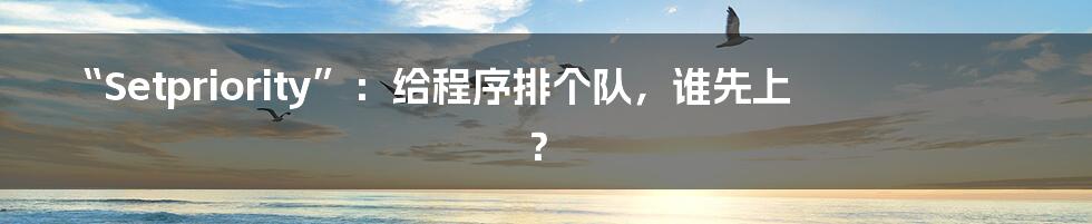 “Setpriority”：给程序排个队，谁先上？