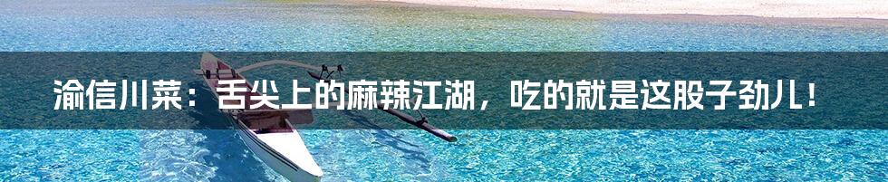 渝信川菜：舌尖上的麻辣江湖，吃的就是这股子劲儿！