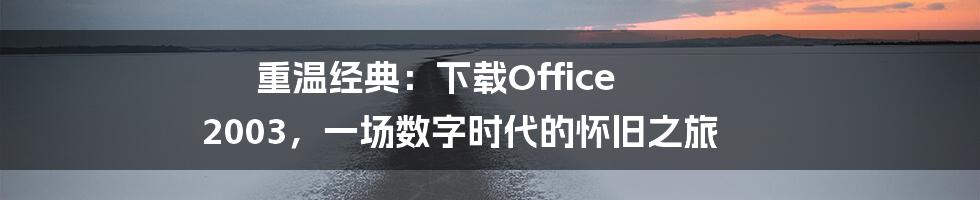 重温经典：下载Office 2003，一场数字时代的怀旧之旅
