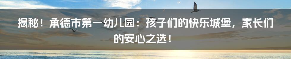 揭秘!承德市第一幼儿园:孩子们的快乐城堡,家长们的安心之选!