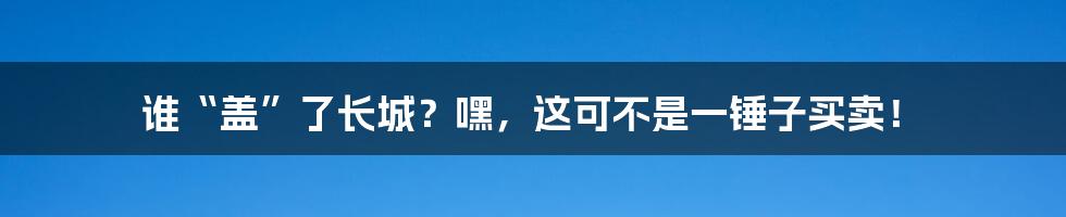 谁“盖”了长城？嘿，这可不是一锤子买卖！