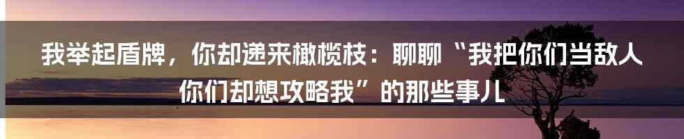 我举起盾牌，你却递来橄榄枝：聊聊“我把你们当敌人你们却想攻略我”的那些事儿
