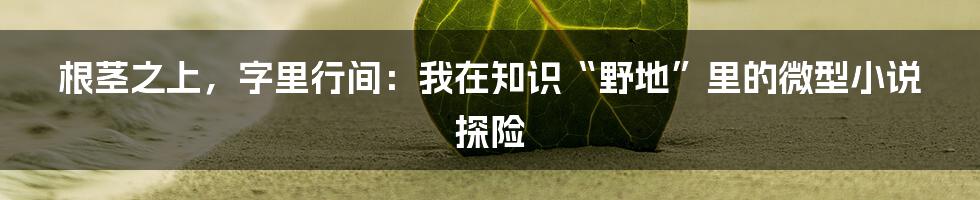 根茎之上，字里行间：我在知识“野地”里的微型小说探险