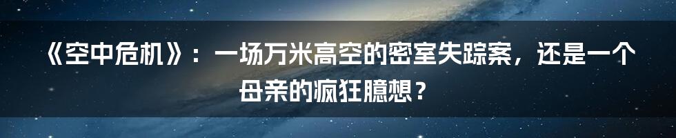 《空中危机》：一场万米高空的密室失踪案，还是一个母亲的疯狂臆想？