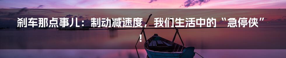 刹车那点事儿：制动减速度，我们生活中的“急停侠”！