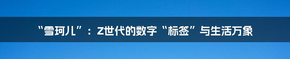 “雪珂儿”：Z世代的数字“标签”与生活万象
