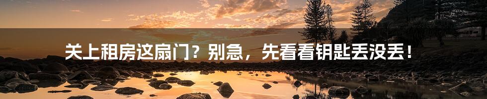 关上租房这扇门？别急，先看看钥匙丢没丢！