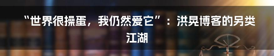“世界很操蛋，我仍然爱它”：洪晃博客的另类江湖