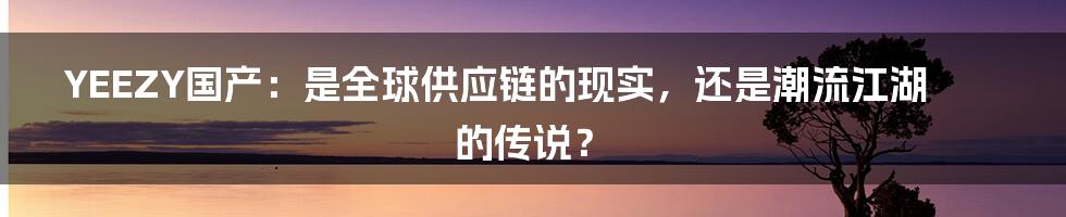 YEEZY国产：是全球供应链的现实，还是潮流江湖的传说？