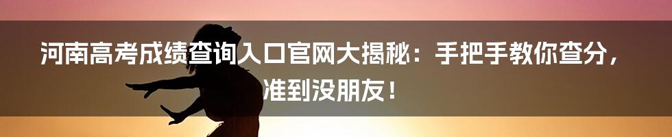 河南高考成绩查询入口官网大揭秘：手把手教你查分，准到没朋友！