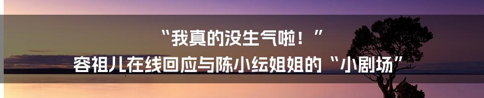 “我真的没生气啦！” 容祖儿在线回应与陈小纭姐姐的“小剧场”