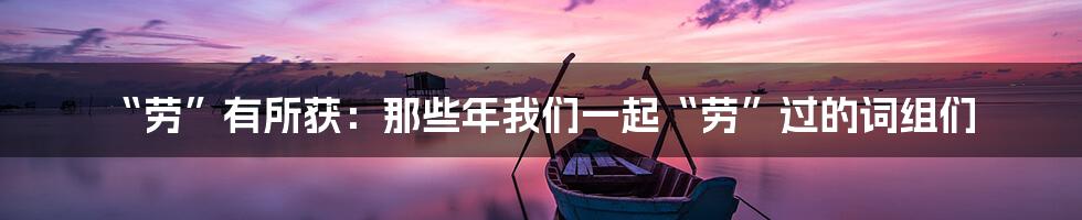 “劳”有所获：那些年我们一起“劳”过的词组们