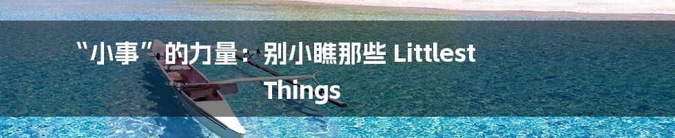 “小事”的力量：别小瞧那些 Littlest Things