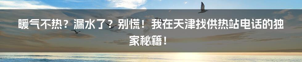 暖气不热？漏水了？别慌！我在天津找供热站电话的独家秘籍！