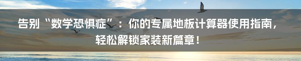 告别“数学恐惧症”：你的专属地板计算器使用指南，轻松解锁家装新篇章！