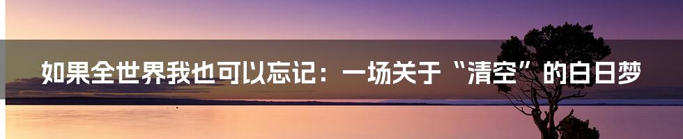 如果全世界我也可以忘记：一场关于“清空”的白日梦
