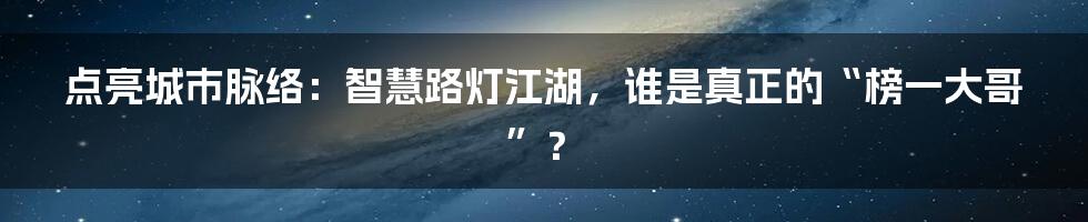点亮城市脉络：智慧路灯江湖，谁是真正的“榜一大哥”？