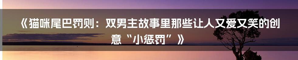 《猫咪尾巴罚则：双男主故事里那些让人又爱又笑的创意“小惩罚”》
