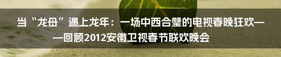 当“龙母”遇上龙年：一场中西合璧的电视春晚狂欢——回顾2012安徽卫视春节联欢晚会