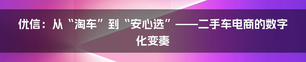 优信：从“淘车”到“安心选”——二手车电商的数字化变奏