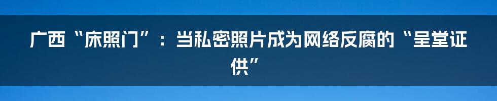 广西“床照门”：当私密照片成为网络反腐的“呈堂证供”