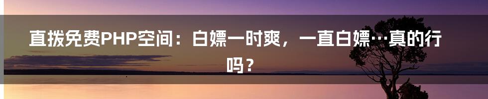 直拨免费PHP空间：白嫖一时爽，一直白嫖…真的行吗？