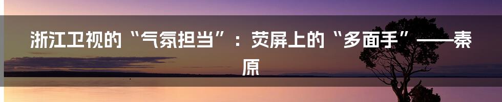 浙江卫视的“气氛担当”：荧屏上的“多面手”——秦原