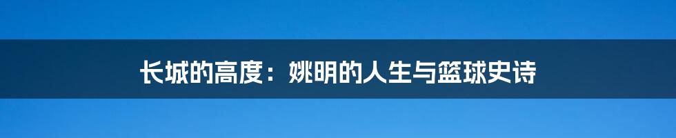 长城的高度：姚明的人生与篮球史诗