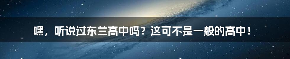 嘿，听说过东兰高中吗？这可不是一般的高中！