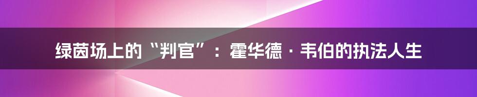绿茵场上的“判官”：霍华德·韦伯的执法人生