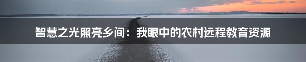 智慧之光照亮乡间：我眼中的农村远程教育资源