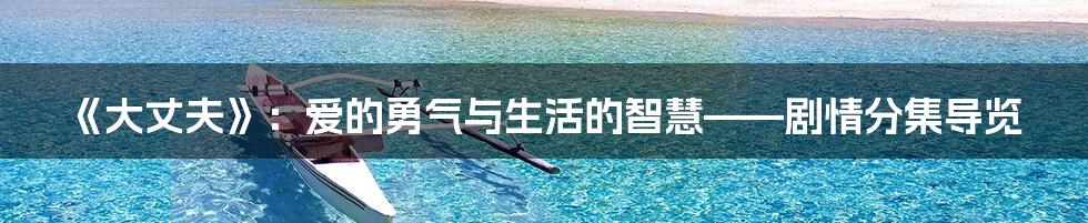 《大丈夫》：爱的勇气与生活的智慧——剧情分集导览