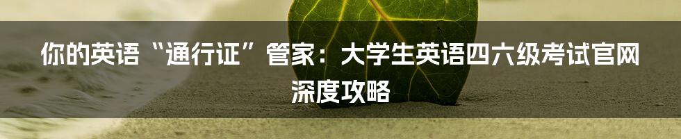你的英语“通行证”管家：大学生英语四六级考试官网深度攻略