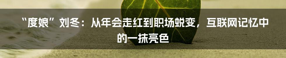 “度娘”刘冬：从年会走红到职场蜕变，互联网记忆中的一抹亮色