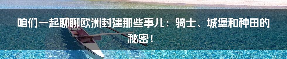 咱们一起聊聊欧洲封建那些事儿：骑士、城堡和种田的秘密！