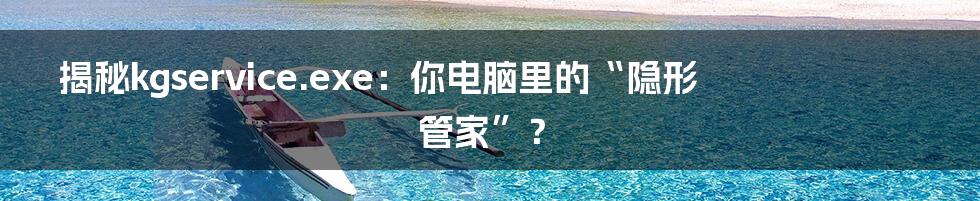 揭秘kgservice.exe：你电脑里的“隐形管家”？