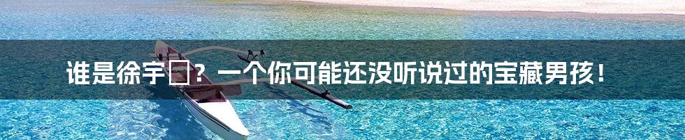 谁是徐宇玹？一个你可能还没听说过的宝藏男孩！