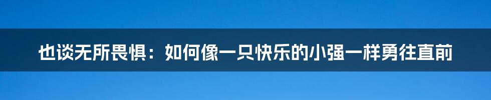 也谈无所畏惧：如何像一只快乐的小强一样勇往直前