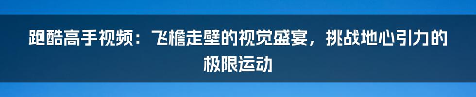跑酷高手视频：飞檐走壁的视觉盛宴，挑战地心引力的极限运动