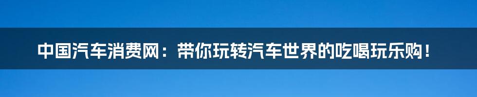 中国汽车消费网：带你玩转汽车世界的吃喝玩乐购！