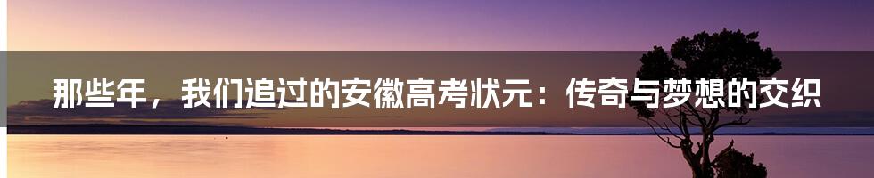 那些年，我们追过的安徽高考状元：传奇与梦想的交织