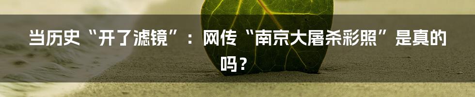 当历史“开了滤镜”：网传“南京大屠杀彩照”是真的吗？