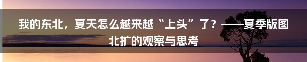 我的东北，夏天怎么越来越“上头”了？——夏季版图北扩的观察与思考