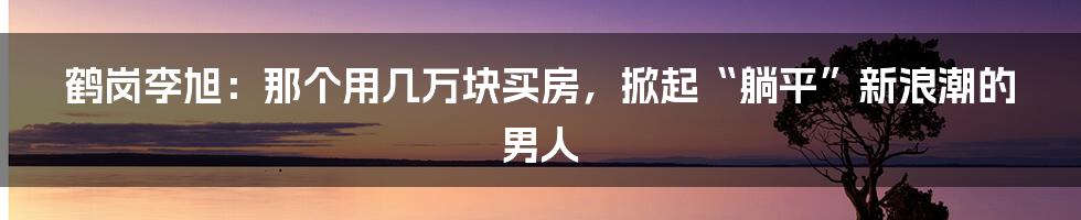 鹤岗李旭：那个用几万块买房，掀起“躺平”新浪潮的男人