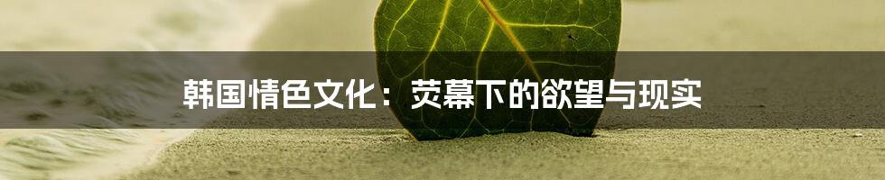 韩国情色文化：荧幕下的欲望与现实